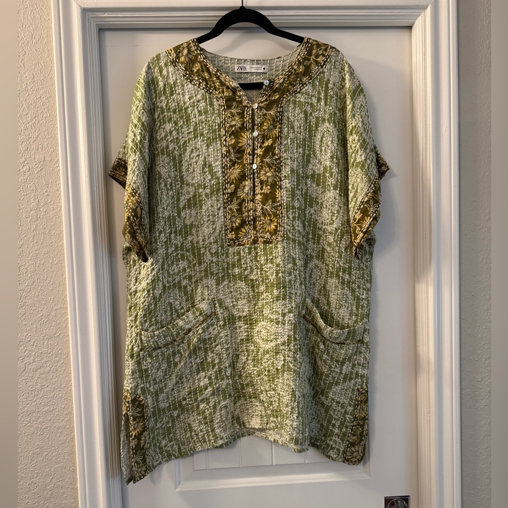 Zara Olive Floral Blouse